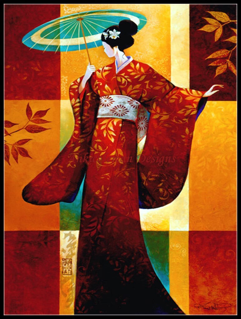 Kimono Lady - DIY Chart Counted Cross Stitch Patterns Needlework Embroidery