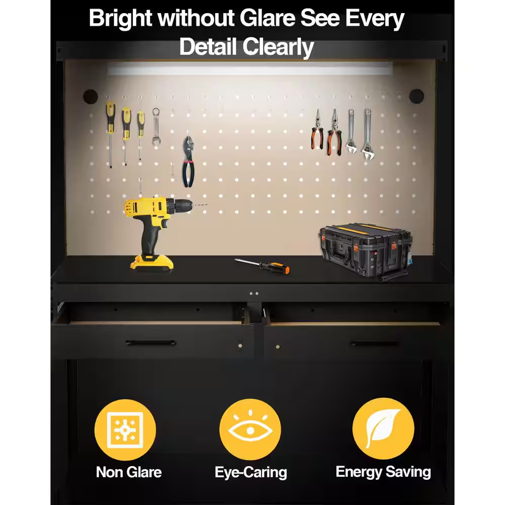 600 Lbs. Capacity Workbench W/ 120-Volt LED Work Light, A3 Steel Work Table for