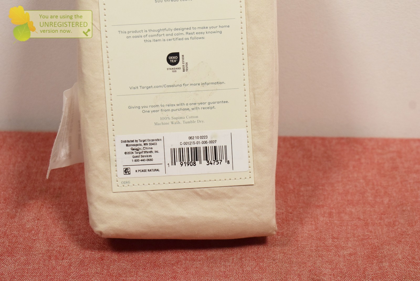 Casaluna 500 Thread Count Washed Supima Sateen Solid Pillowcase Set Natura King*