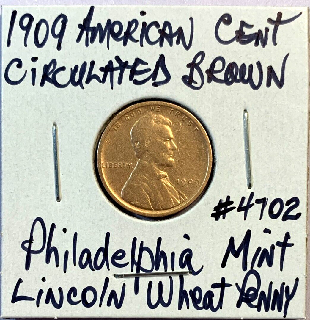 1909 American Cent Lovely Circulated Brown Philadelphia Mint Wheat Penny