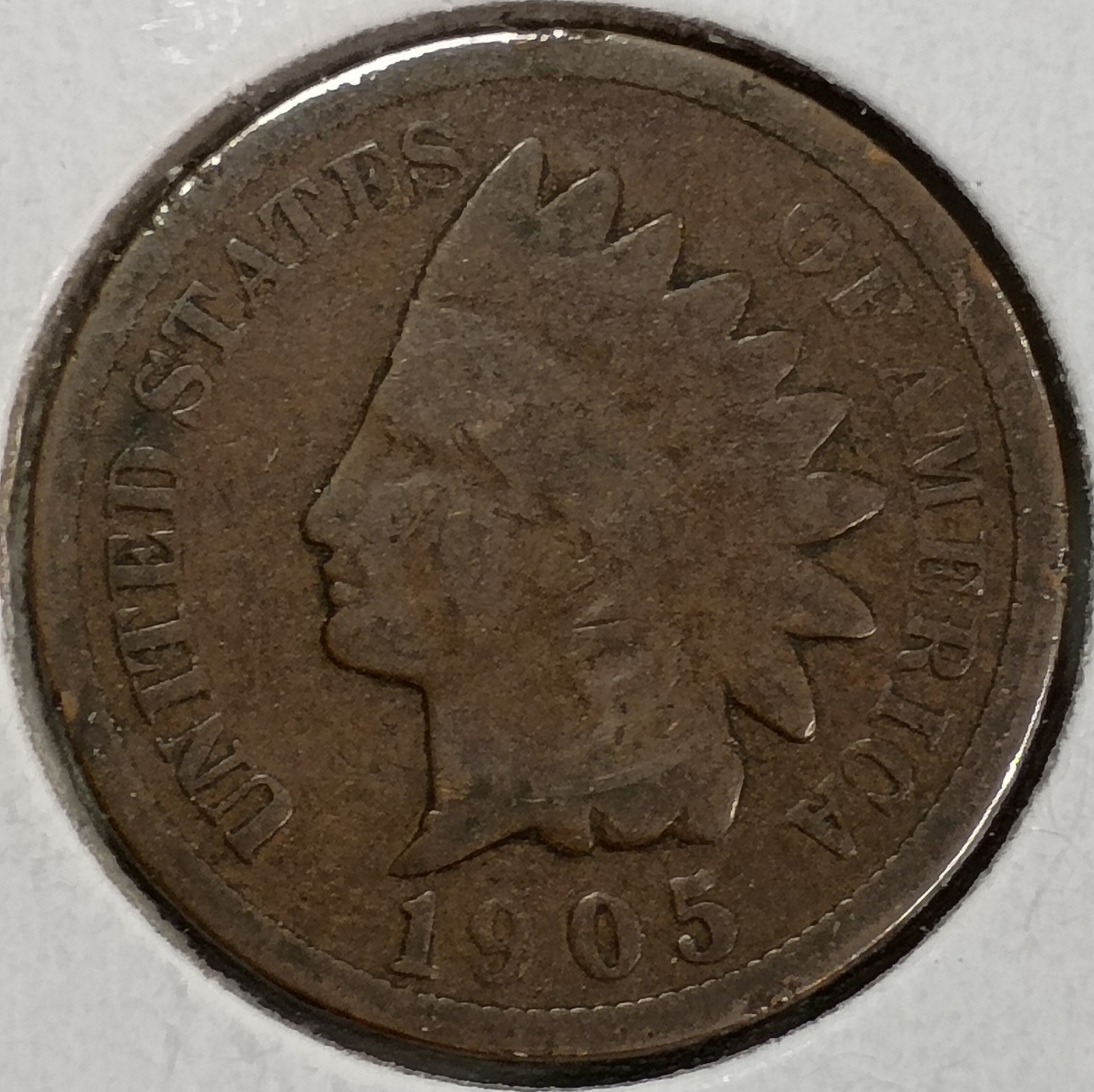 1905 Indian Head Cent Penny (Very Good Details) DARK