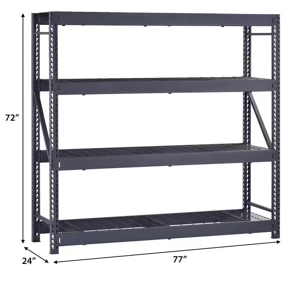 4-Shelf Metal Industrial Duty Freestanding Garage Storage Shelving Unit in Bl...