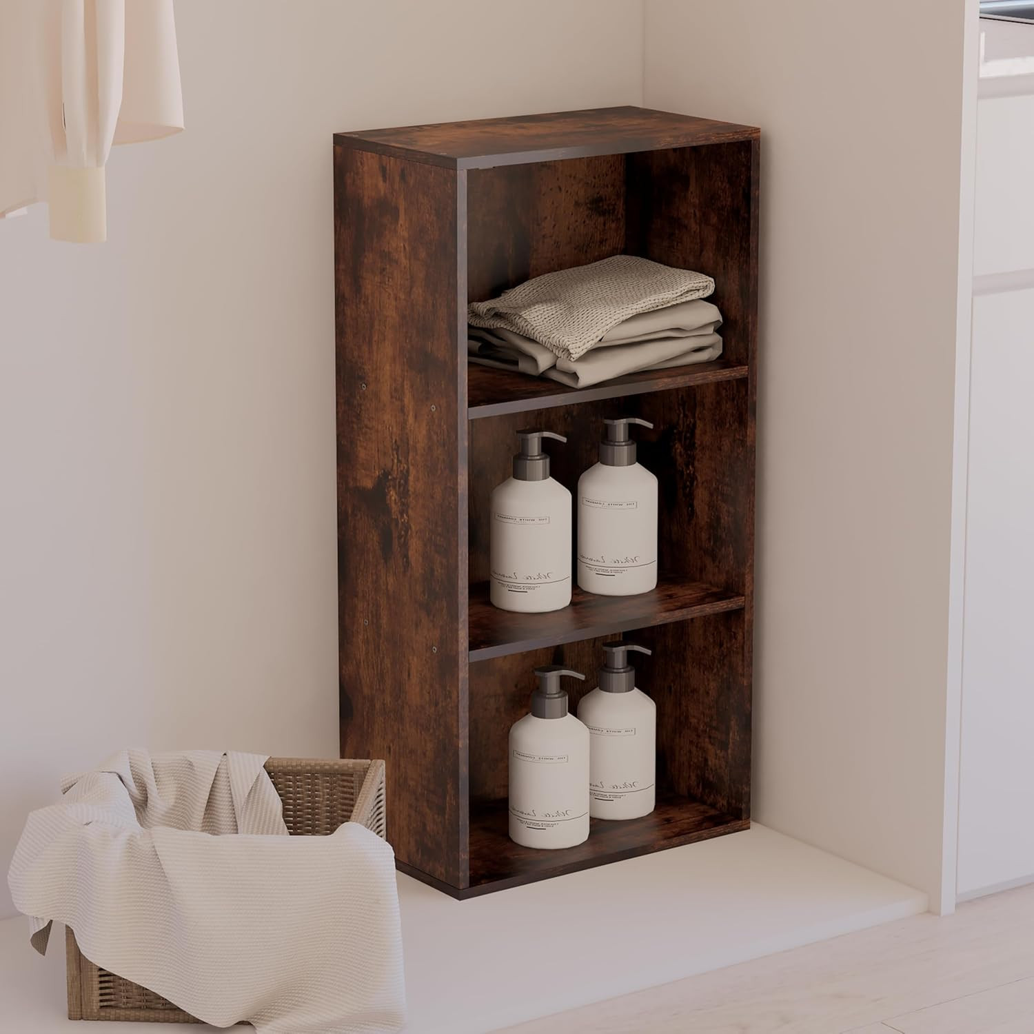Cube Storage Organizer,Wooden Low Bookcase with Closed Back Panel,Freestanding S