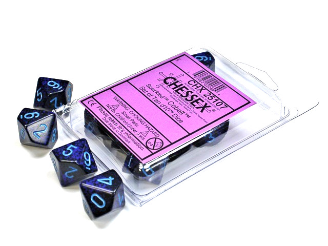 Chessex Speckled Cobalt Dice Set of Ten d10 RPG Polyhedral Dice CHX25107