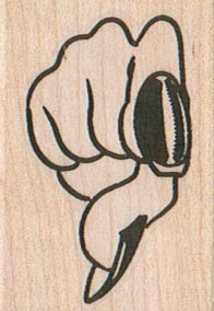 Pointing Fingernail/Flat 1 1/2 x 2" Mounted Rubber Stamp, Pointing Stamp