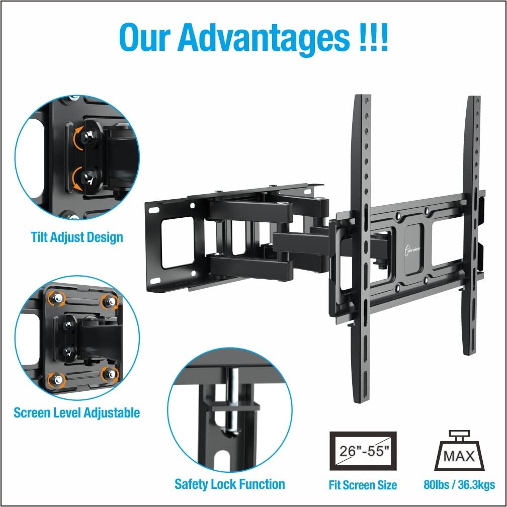 Dual Articulating Arms Tv Wall Mount Bracket Fits To Most 2665 Inch Ledlcdoled