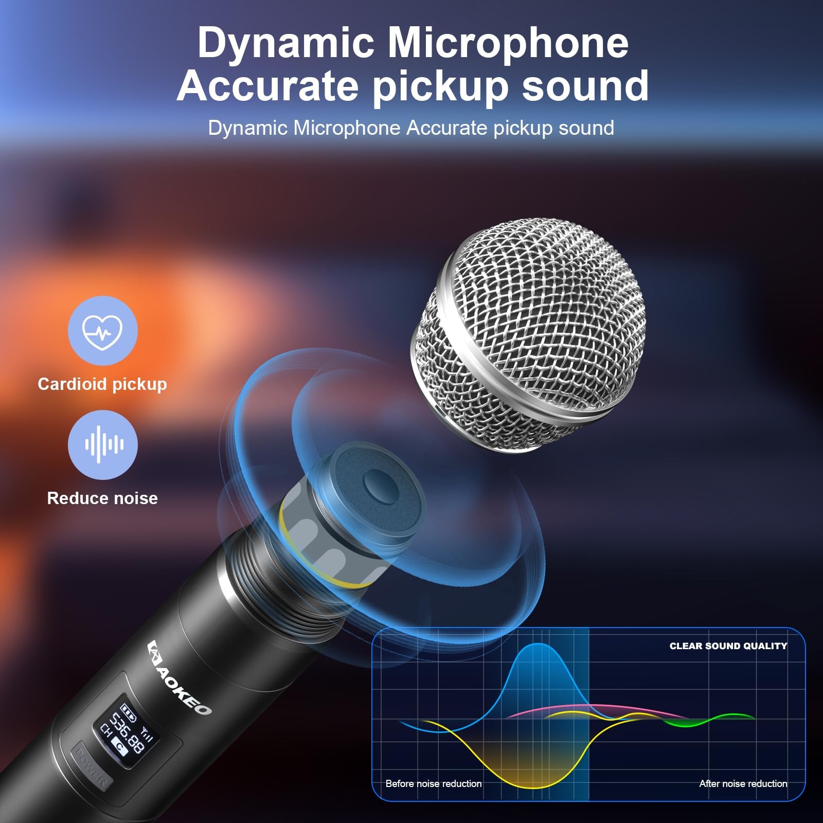 4-Channel UHF Wireless Microphone System with 4 Handheld Mics for Events