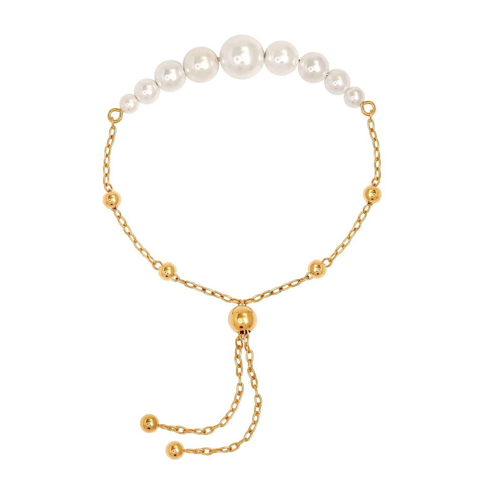 LeCalla Pearl Bracelets for Women in 925 Sterling Silver & 14K Gold-Plated Si...