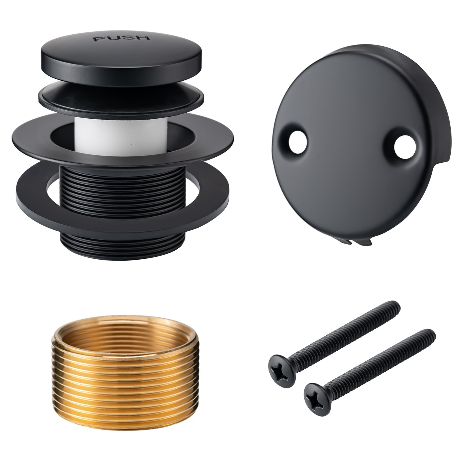 BOOMIBOO Bathtub Drain Tip-Toe Trim Set with Two-Hole Overflow Matte Black