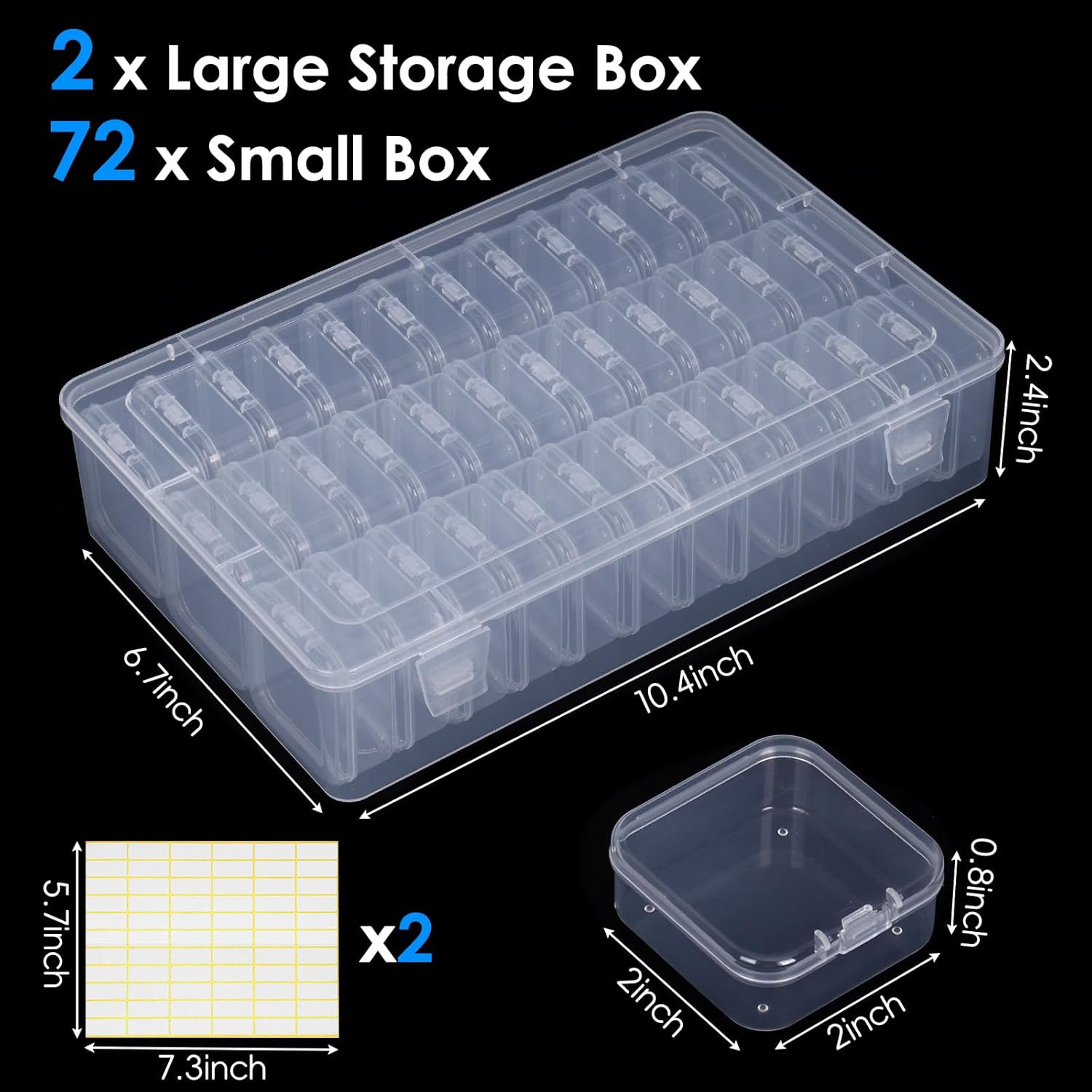 Bead Organizer Box, 72Pcs Small Clear Plastic Bead Storage, Mini Craft Storage C