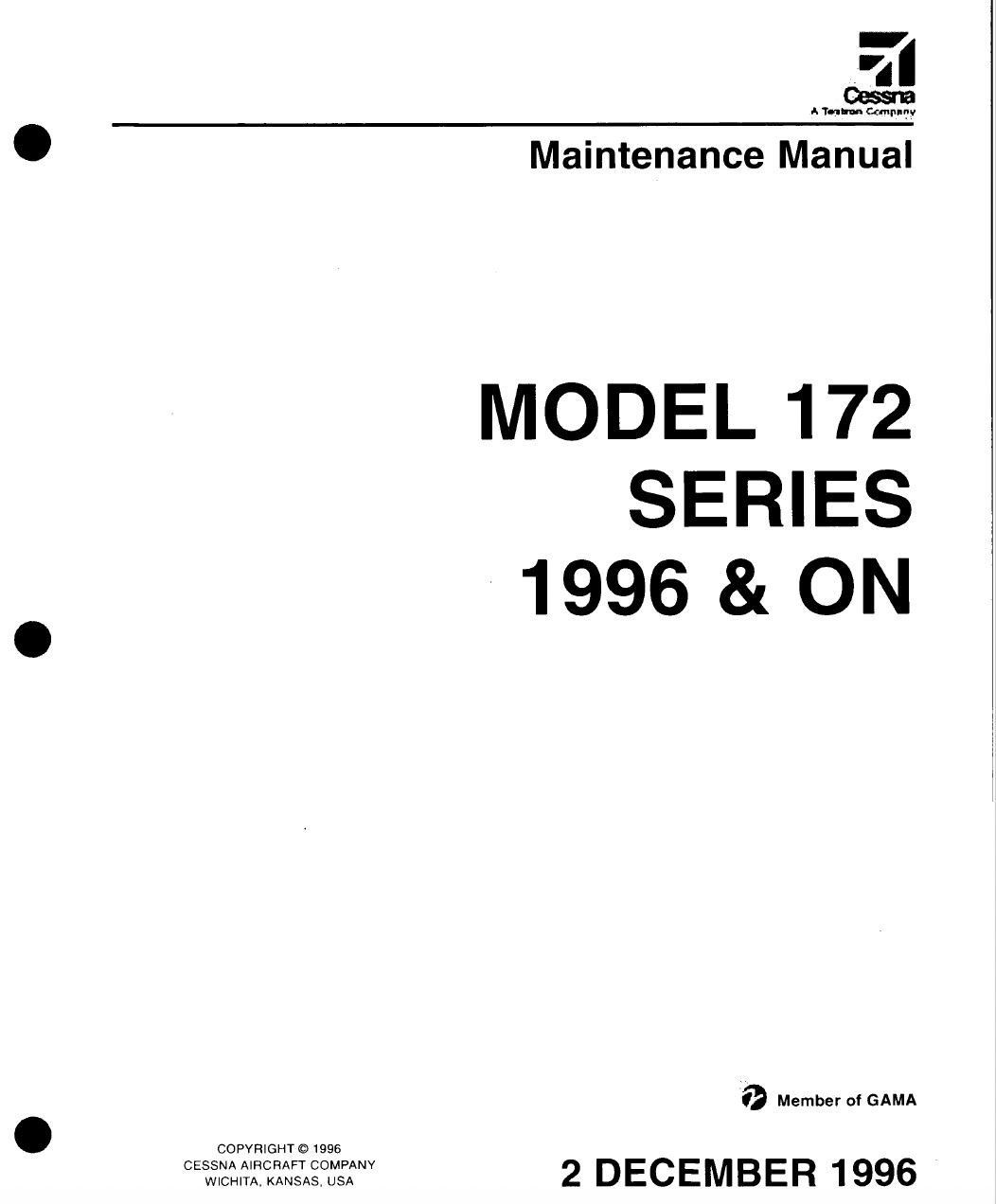 CESSNA Model 172 SERIES MAINTENANCE MANUAL PLANE DIGITAL BOOK PDF