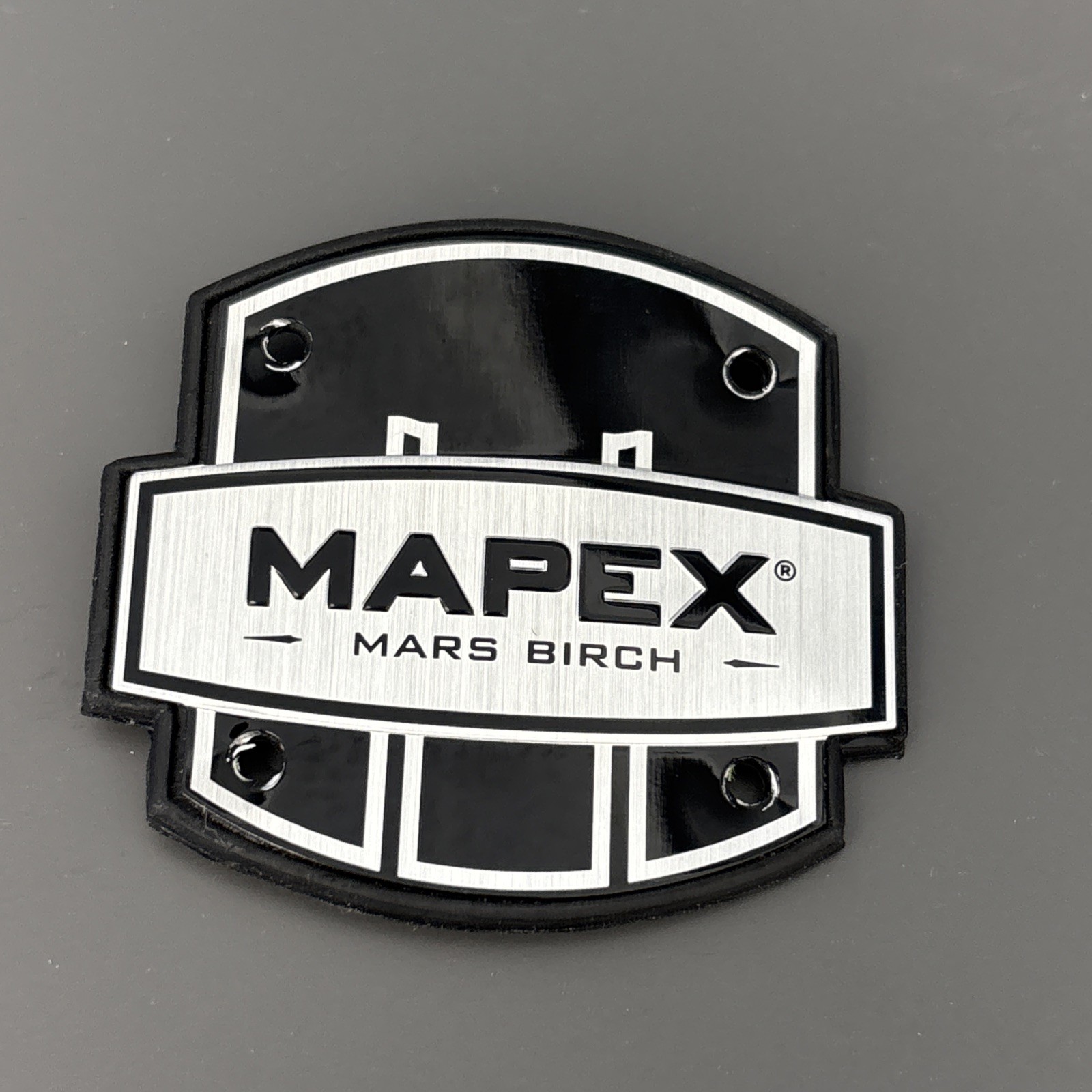 MAPEX MARS BIRCH Series Metal Drum Badge complete with fixing screws (#131)
