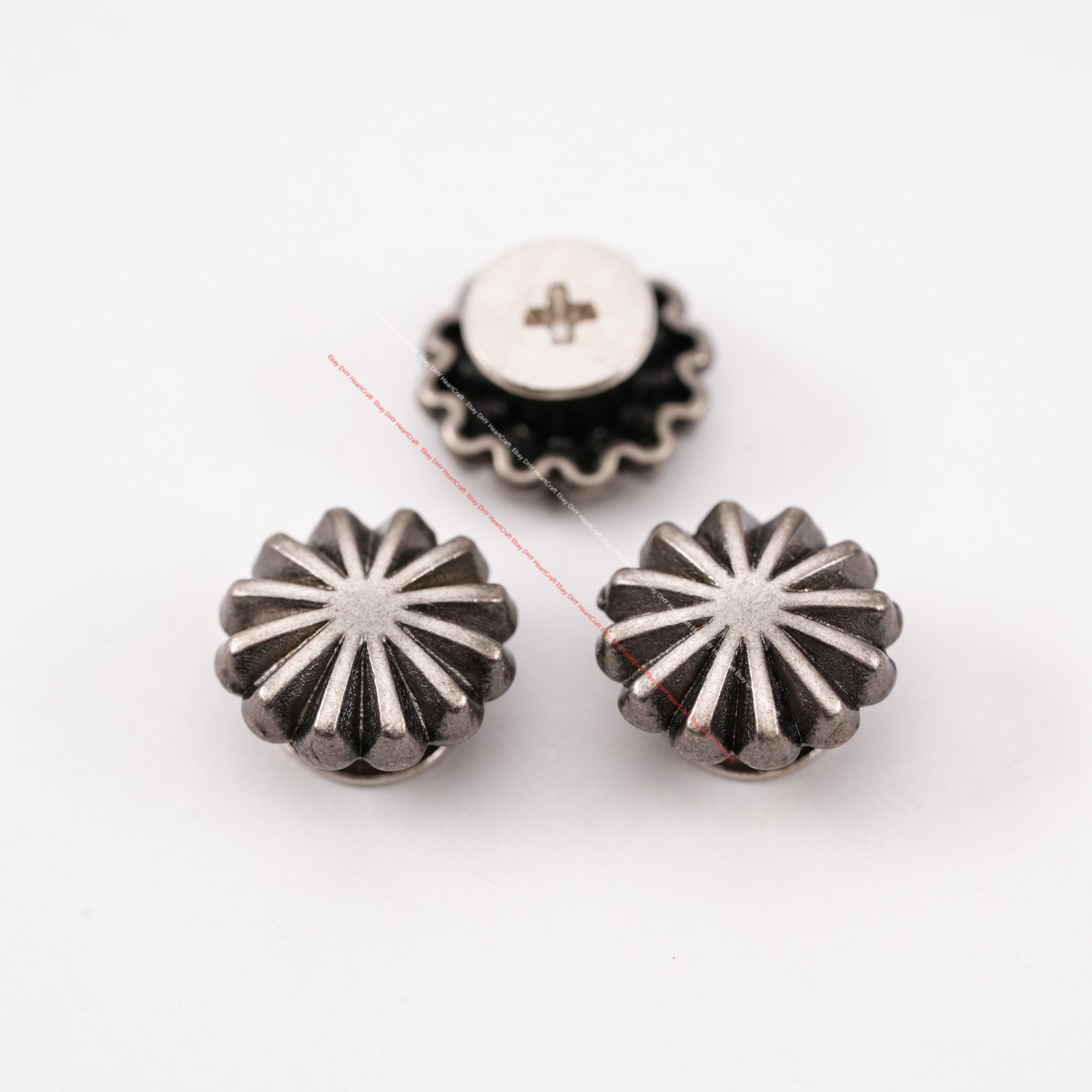 30X 10MM Western Gunmetal Small Floral Conchos For DIY Belt Leathercraft Decor