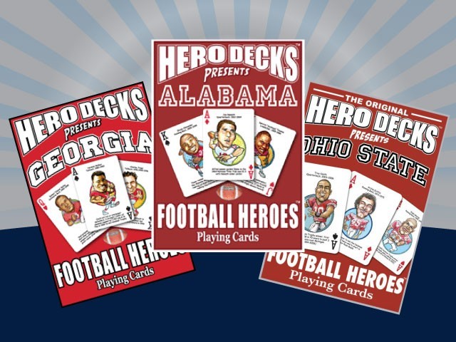 NCAA College Hero Decks Caricature 52 Playing Cards Irish Michigan Alabama Ohio