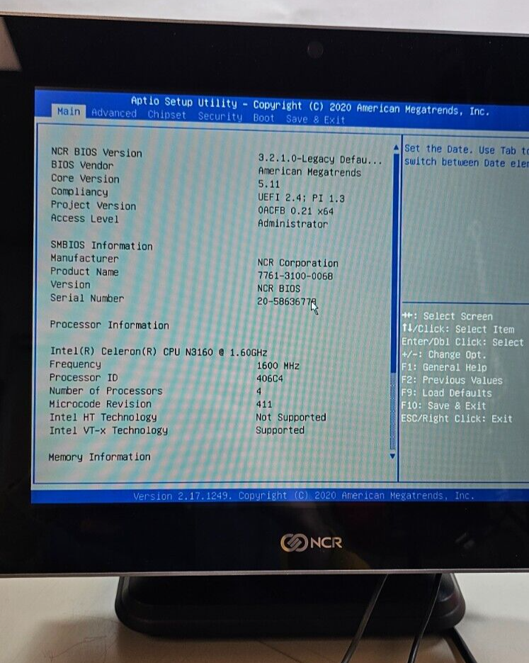 New NCR 7761 P1535 Touchscreen Terminal Display 1.6Ghz, 4GB/60GB, Biometrics W10