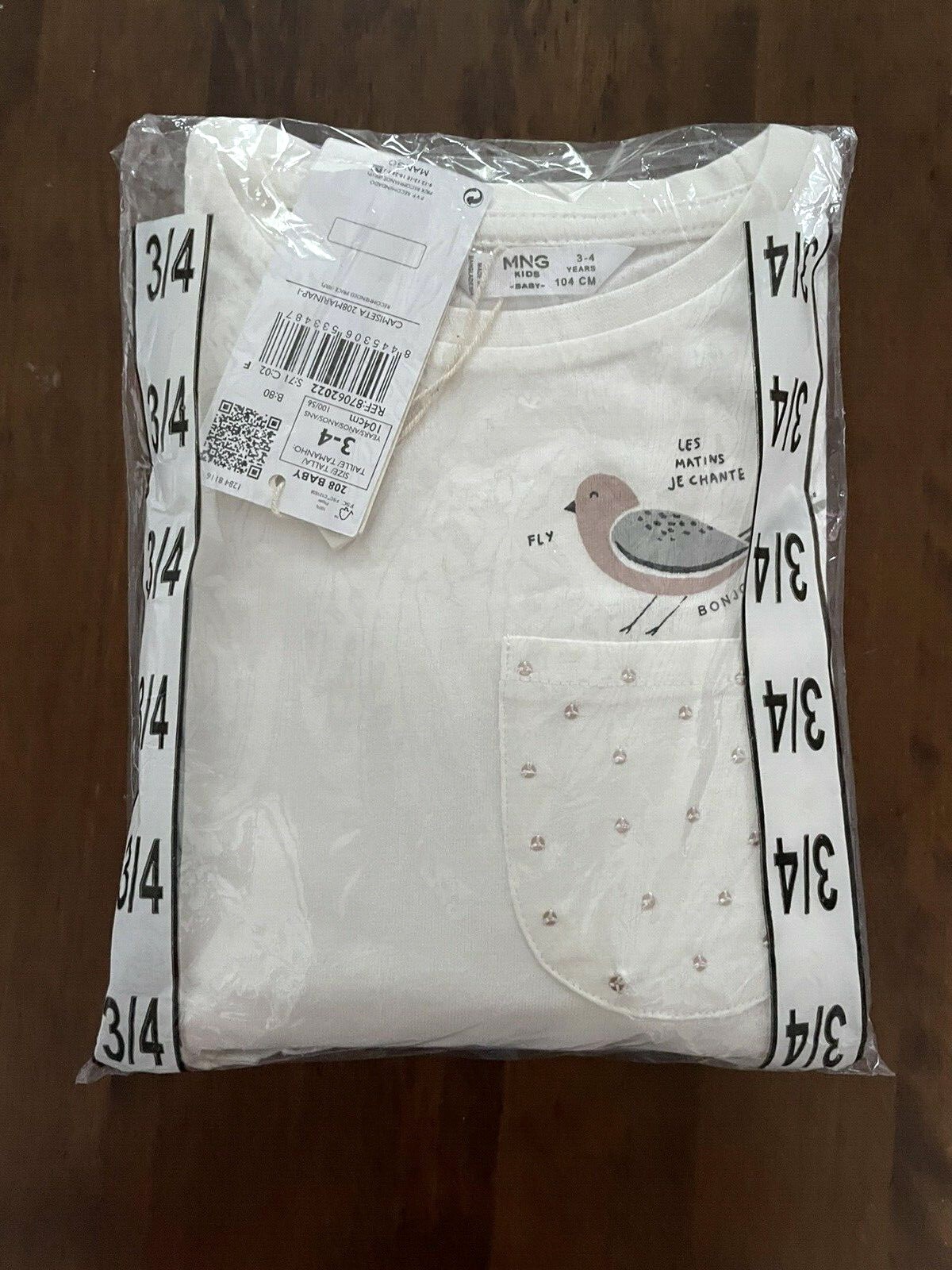 MANGO LONG SLEEVED T SHIRTS  X 3, RRP £20 3-4 YEARS, ORGANIC COTTON, GIRLS