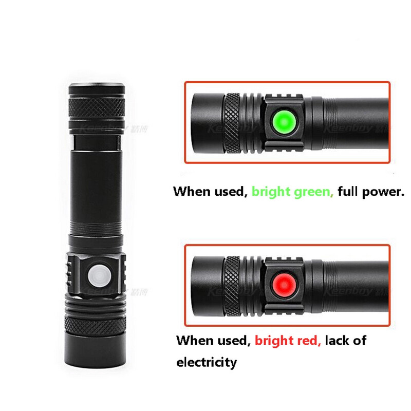 LED 3Modes USB Rechargeable Flashlight Torch Zoom Lamp Light battery