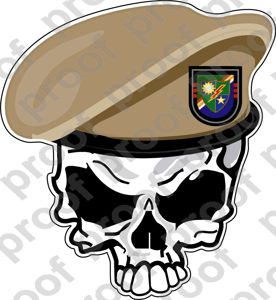 STICKER U S ARMY BERET UNIT RANGER 3RD BATTALION SKULL