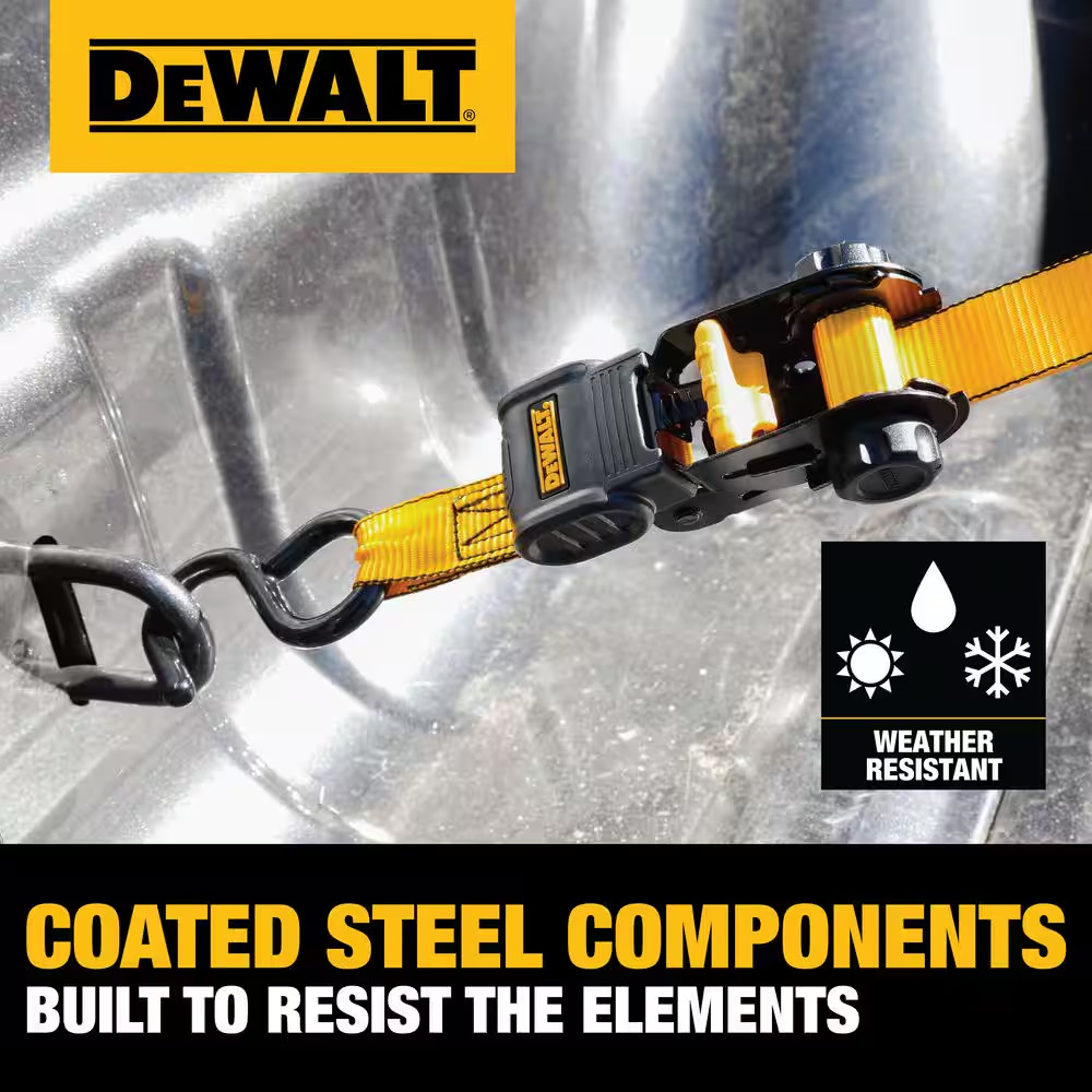 DEWALT 1.0 In. X 12 Ft. Ratchet Tie-Down Straps 1500 Lbs. Break Strength (4-Pack