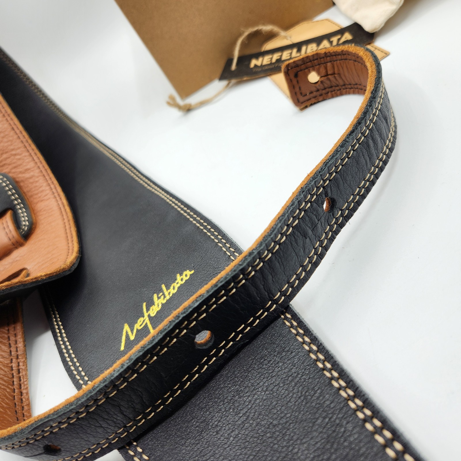 Nefelibata Guitar Strap, 3.75" Wide Black NIB