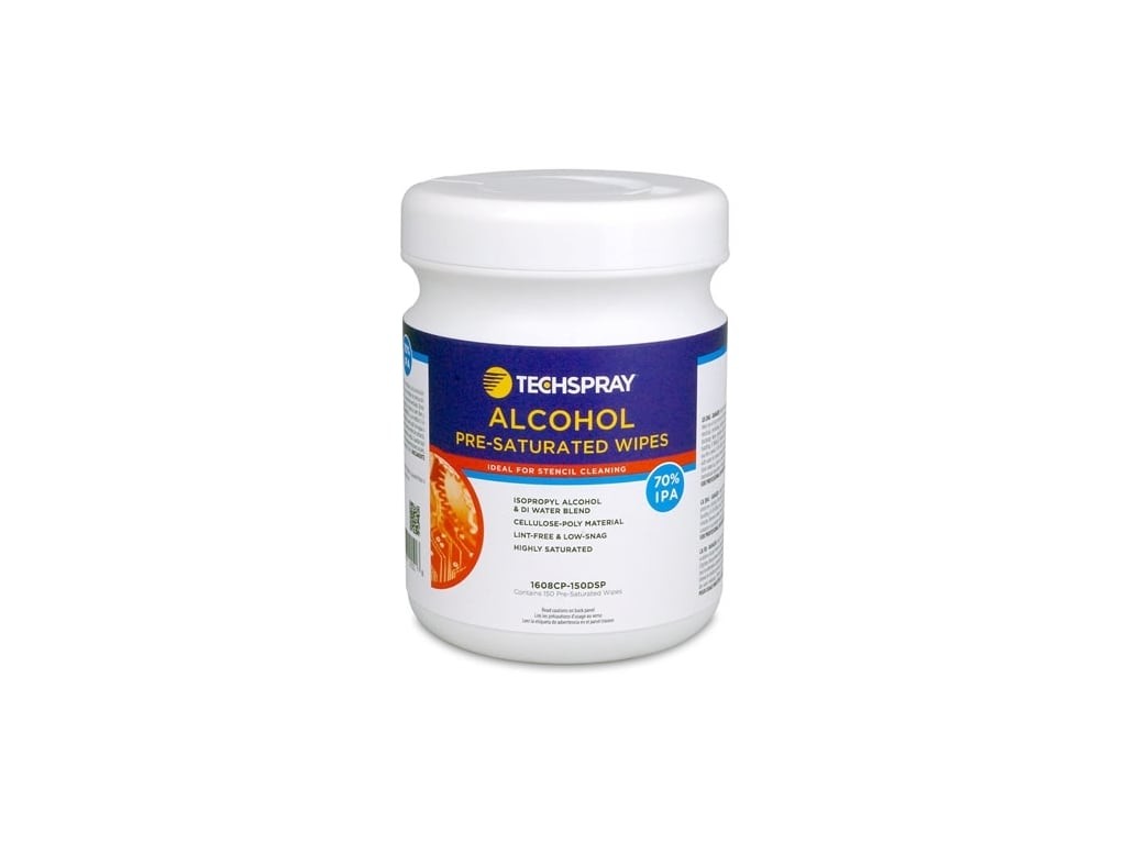 Techspray 1608CP-150DSP - Tech Spray Isopropyl Alcohol (IPA) Wipes, 70%,
