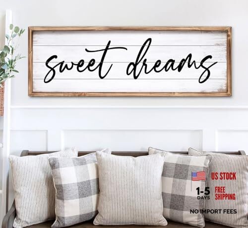 Sweet Dreams Wall Decor Above Bed 42''×15'' Large Bedroom Sweet Dreams-Brown
