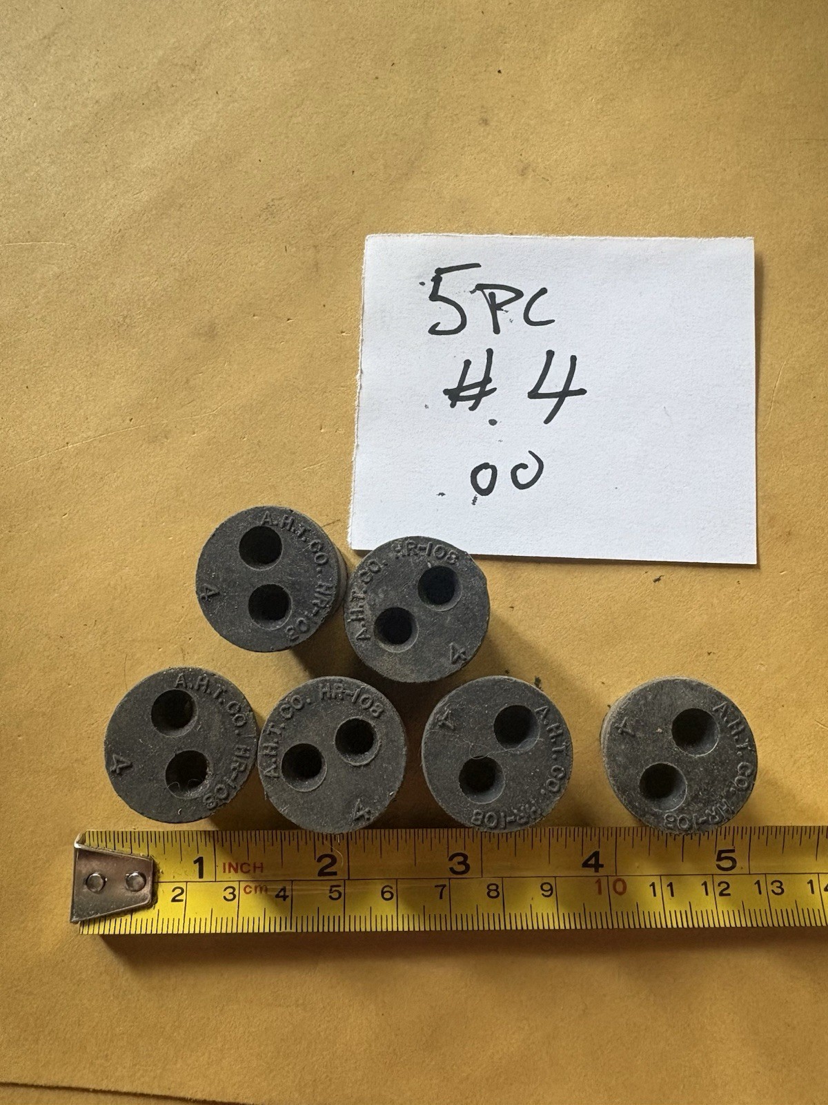 6 Pc # 4. 2 Hole RUBBER LABORATORY STOPPER Black Rubber Bung Cap for Lab Glass