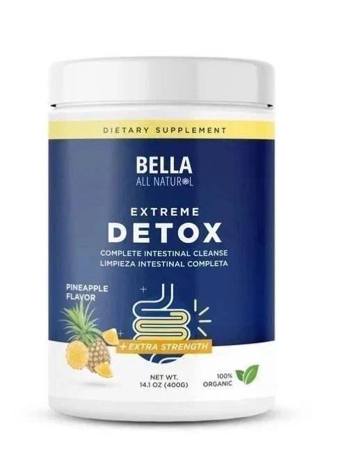 Bella All Natural Extreme Detox Powder - Complete Intestinal Cleanse (Pineapple）