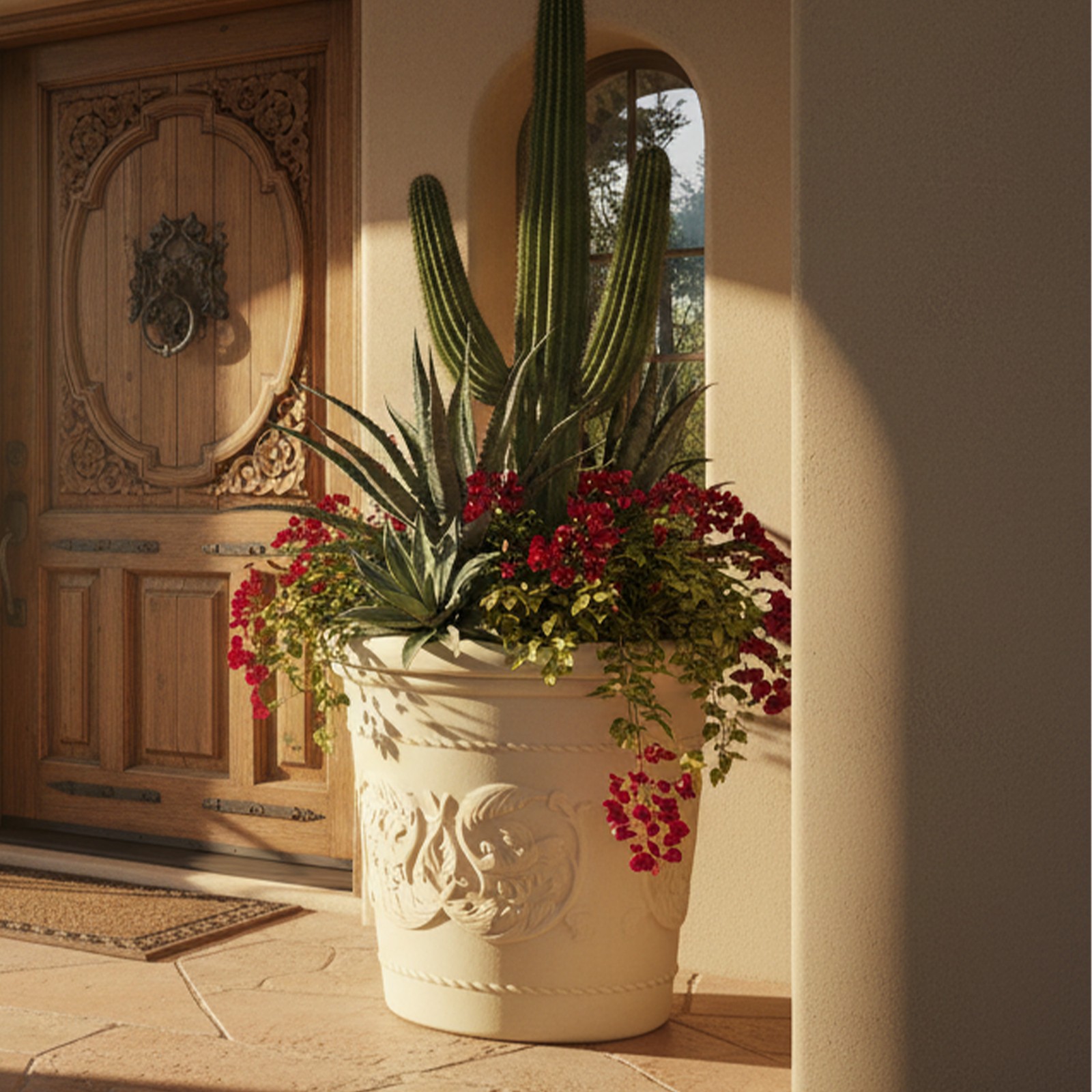 4pk 19.5 in Arabella Polyresin Outdoor Planter - White by Sunnydaze