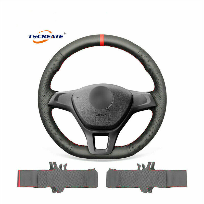 Black Genuine Leather Steering Wheel Cover for Volkswagen VW Golf 7 (VII) #Q032