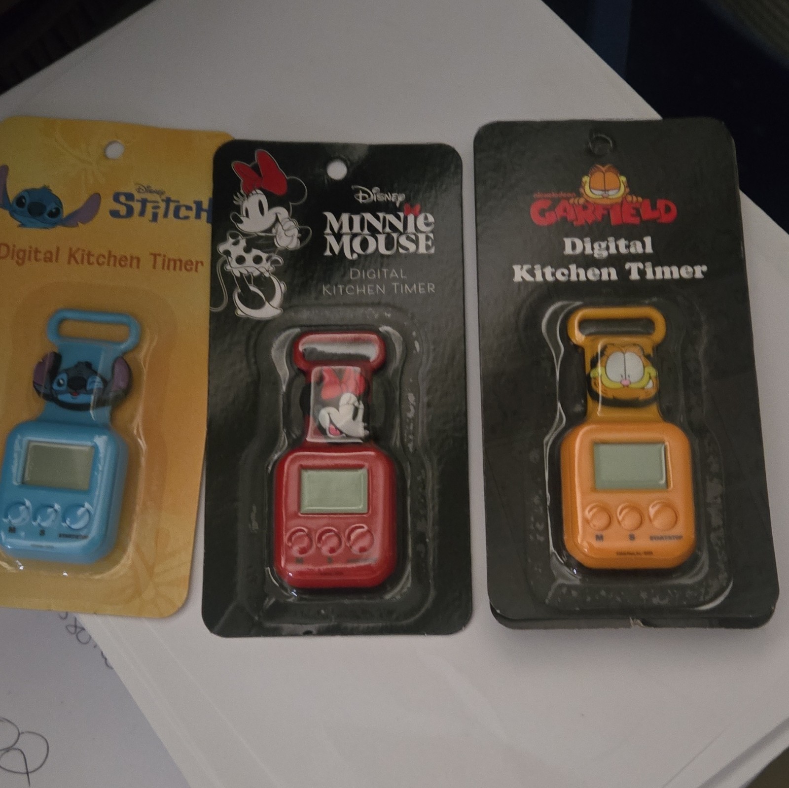 Best Brands Disney Stitch Minnie Mouse Garfield Digital Magnetic Timers, Lot 3