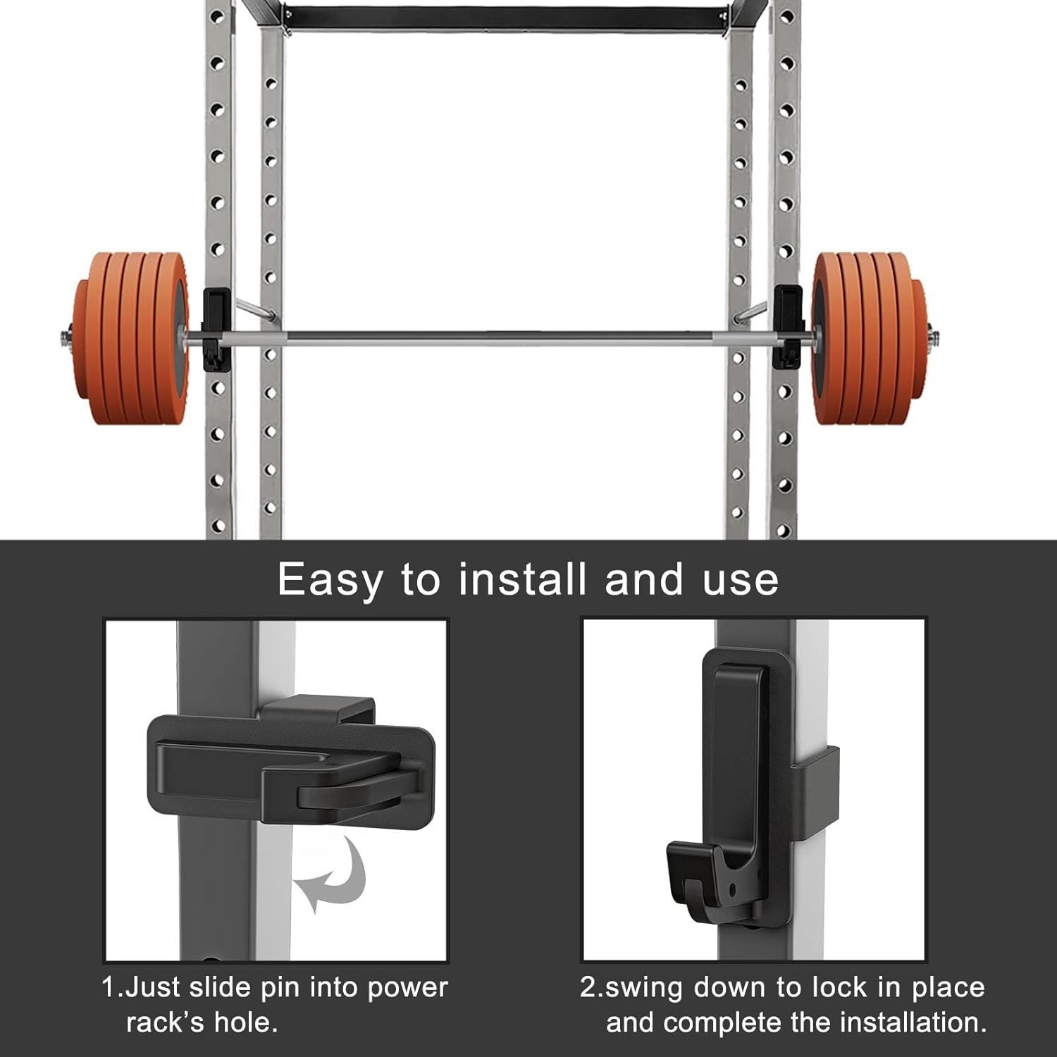2x2 Power Cage Squat Rack J-Hook Barbell Holder/`