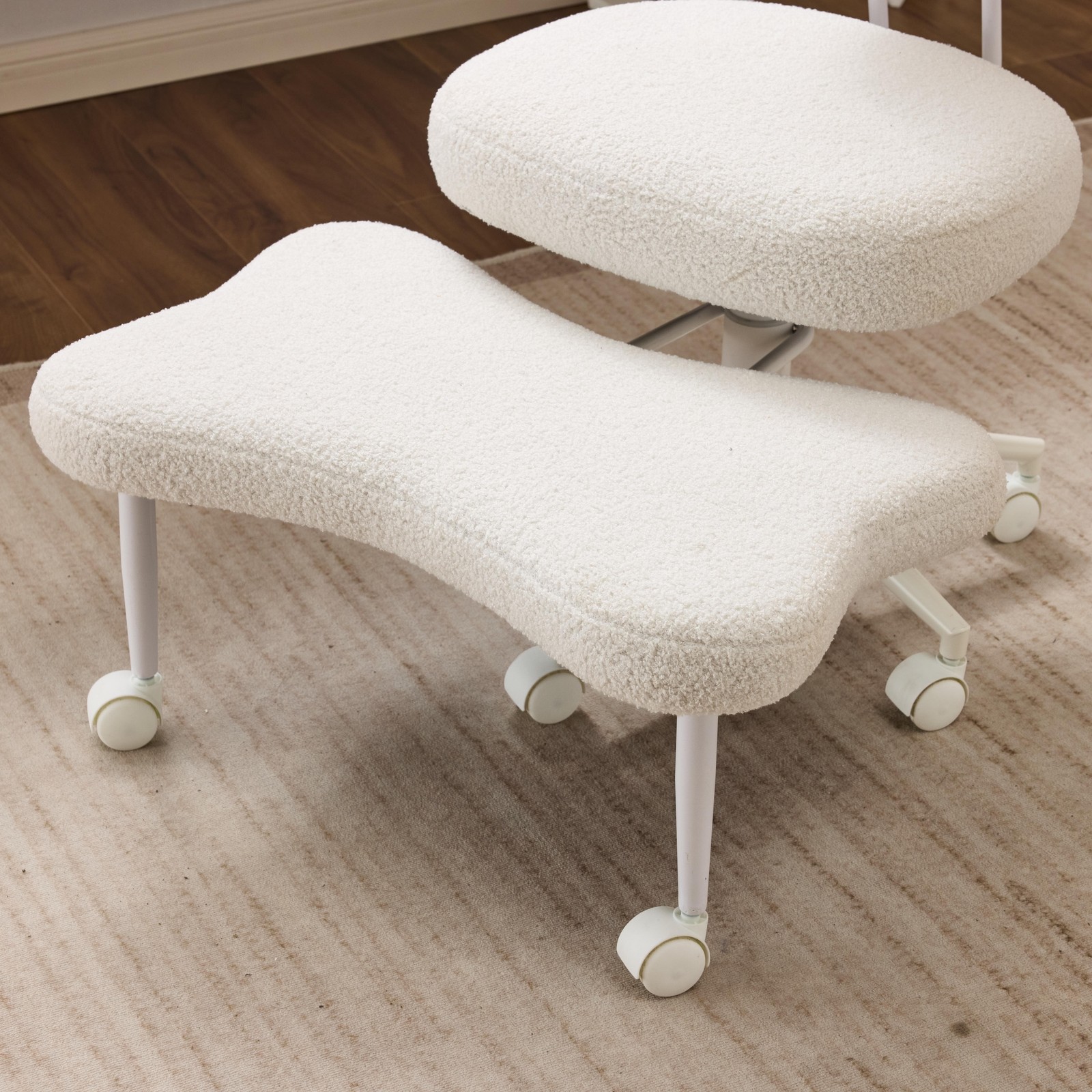Beige Ergonomic Meditation Chair Cross Legged Seat with Lumbar Support forOffice