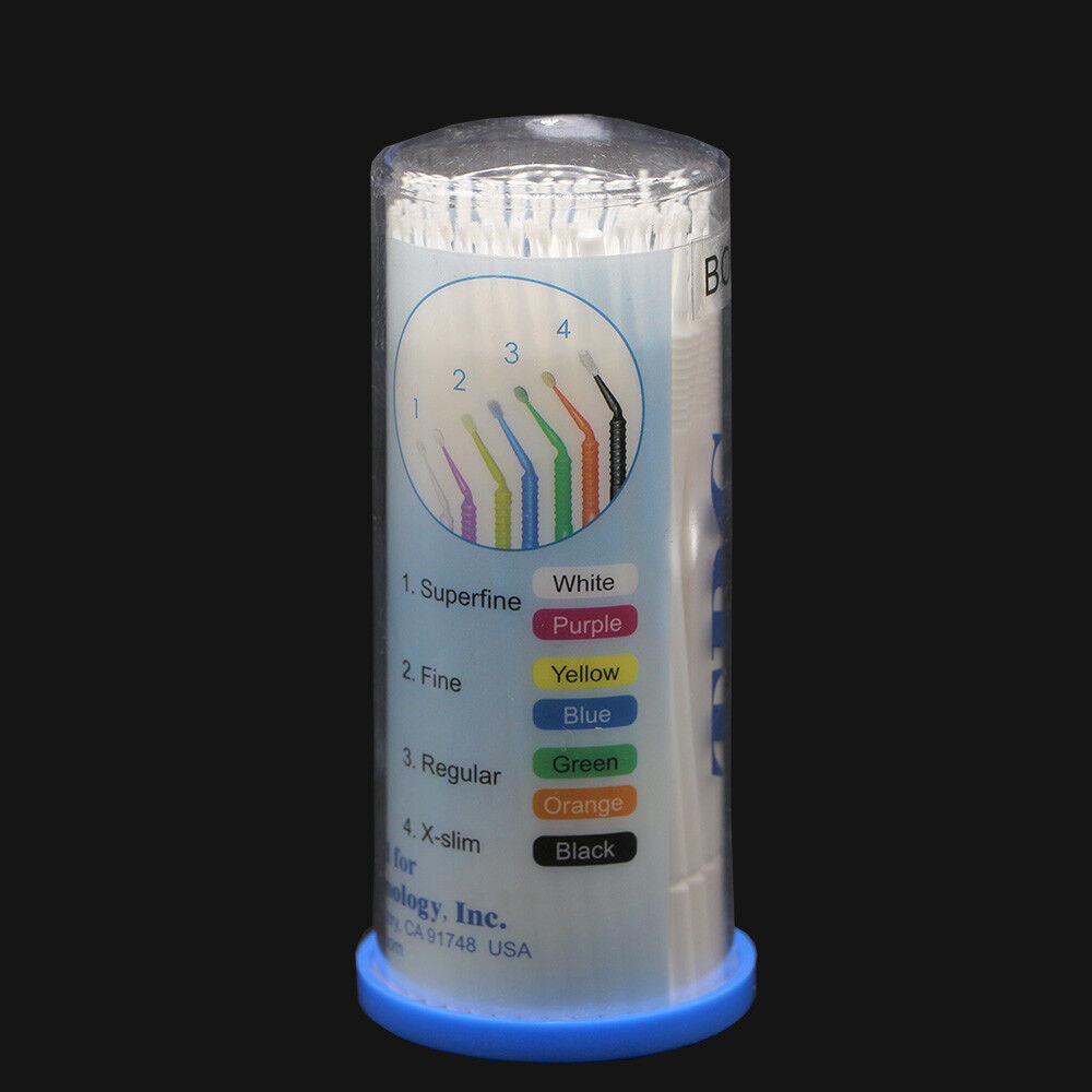 100Pcs Dental Disposable TPC Micro Applicator Brush Bendable 6 Colors 4 Sizes