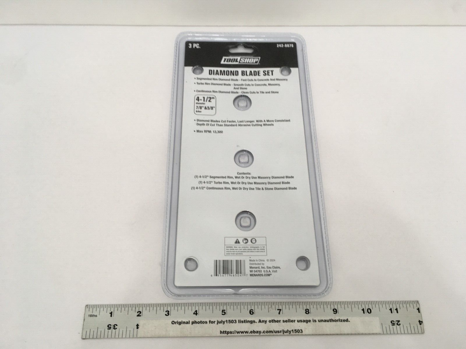 NEW Tool Shop 3-pc Diamond Blade Set 4-1/2" - Segmented, Continuous, & Turbo Rim