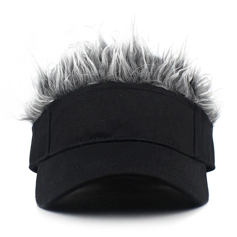 Men Wig Golf Baseball Cap with Fake Hair Cap Sun Visor Whimsy Fun Toupee Hats