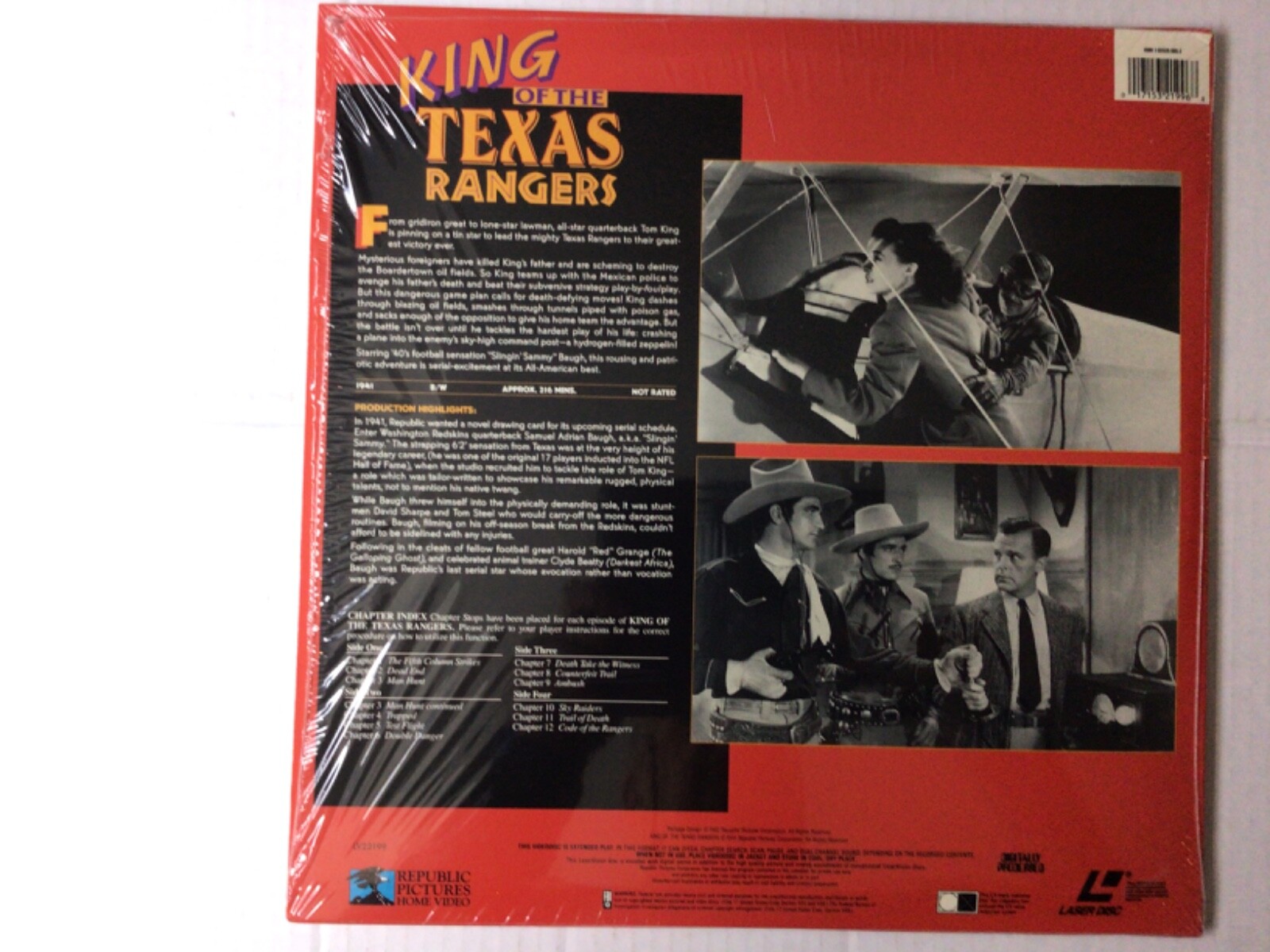 KING OF THE TEXAS RANGERS - Sammy Baugh - LASERDISC* - NRMT - w/ factory shrink