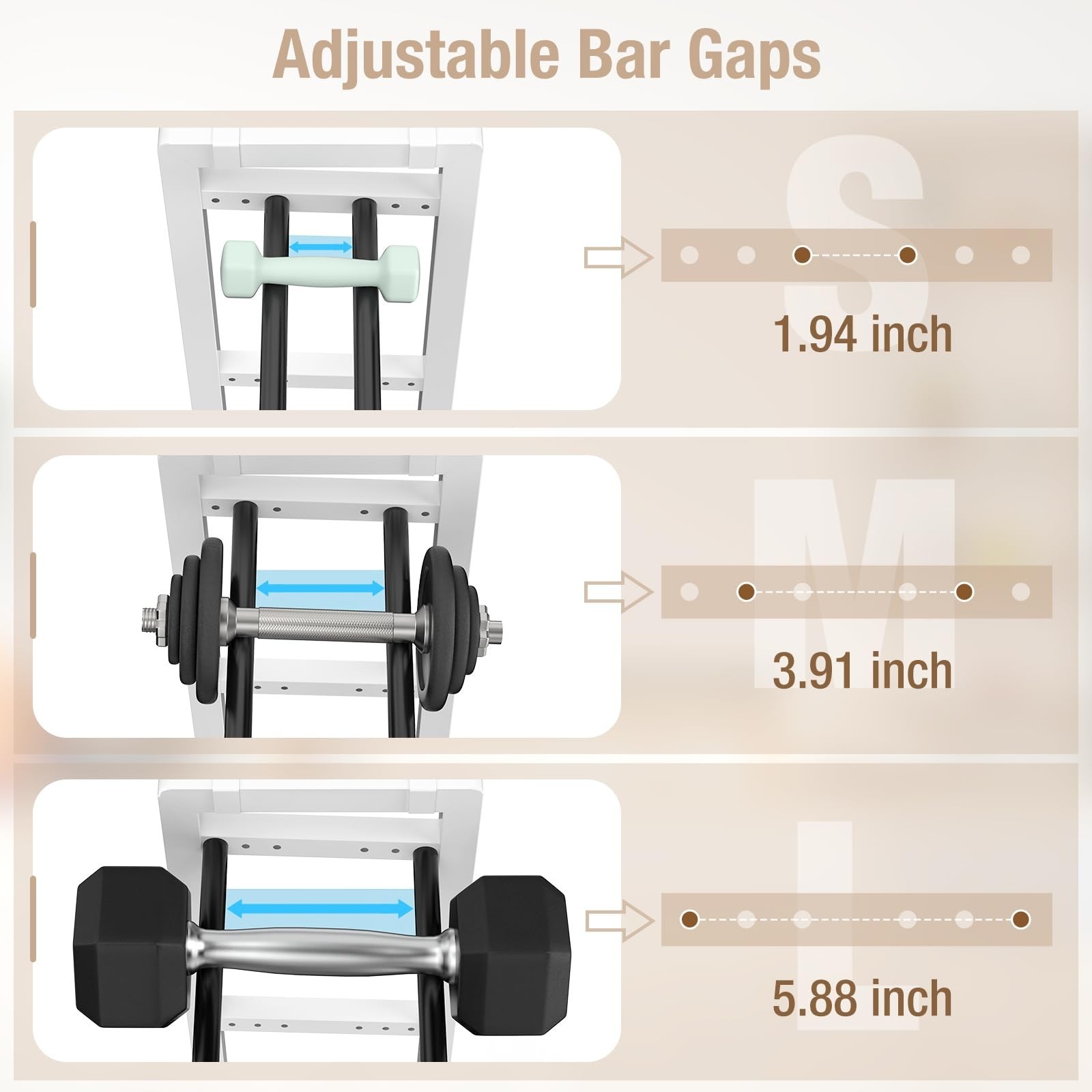 Small Dumbbell Rack，Heavy Duty Adjustable Dumbbell Weight Rack with Side