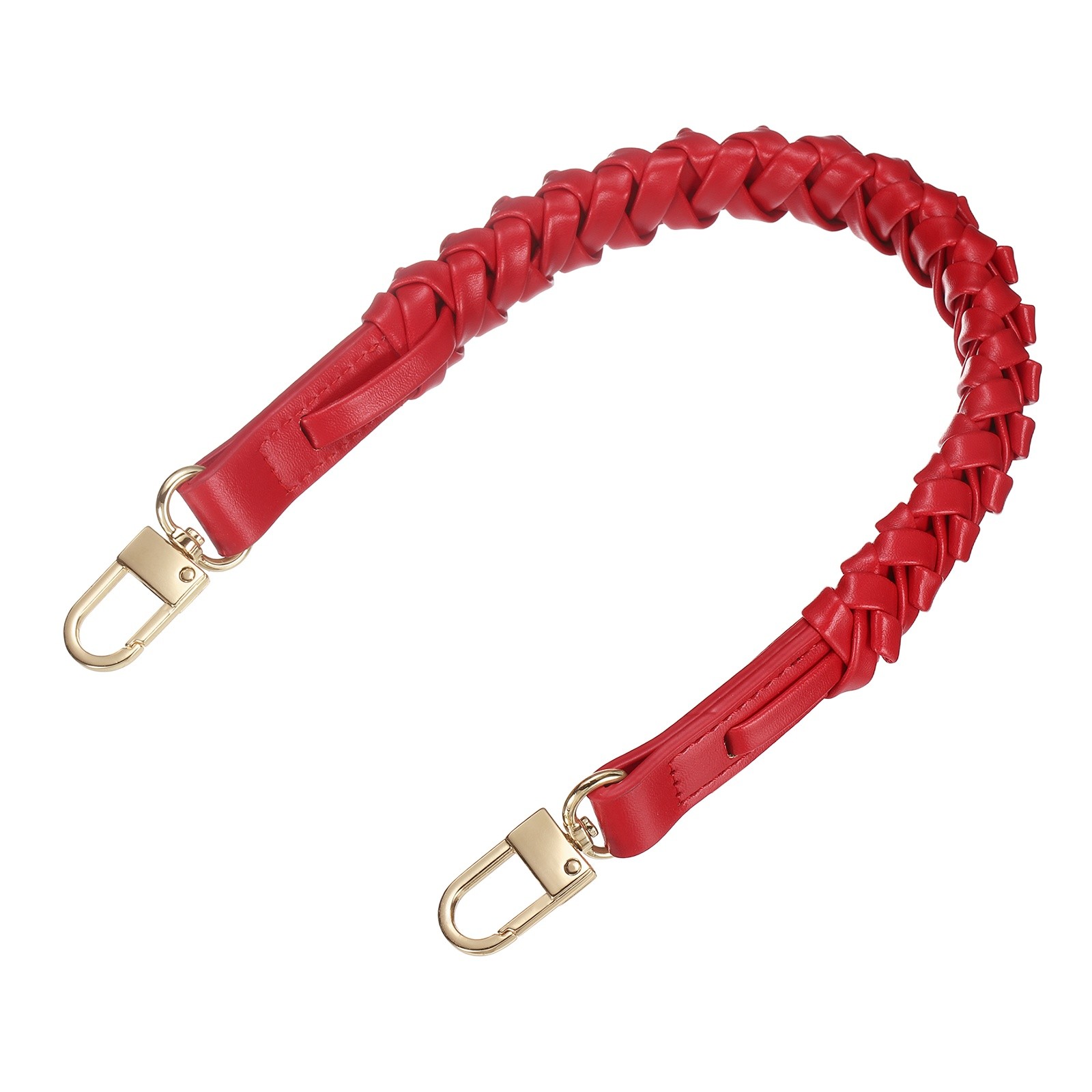 Braided Purse Strap, 1Pc 44.7cm/17.6" Red PU Leather with Gold Buckles