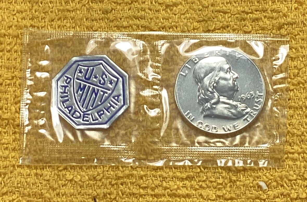 1963 Proof Franklin Half Dollar 50c. Original US Mint Cello. FREE SHIPPING.