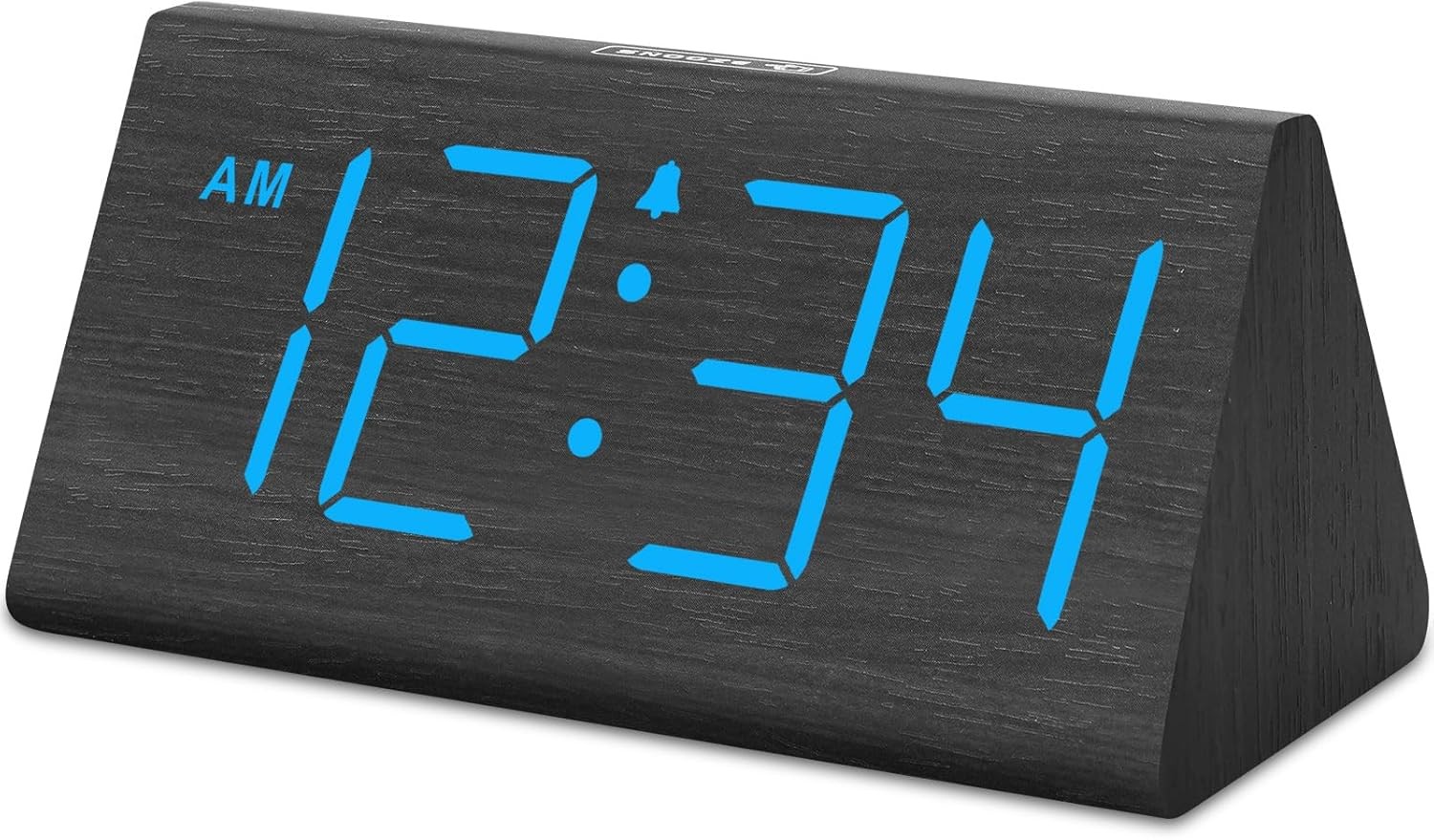 DreamSky Wooden Digital Alarm Clocks for Bedrooms - Electric Desk Black-blue