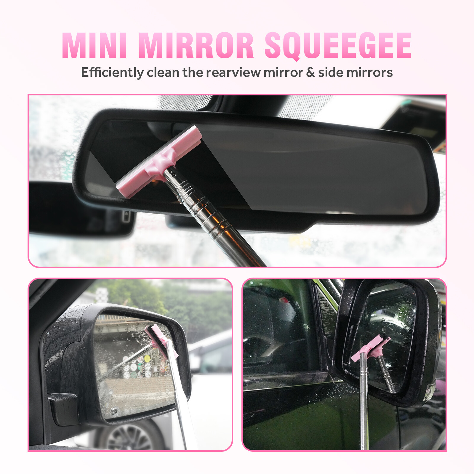 Car Cleaning Combo Side Mirror Squeegee &Windshield Glass Wiper Cleaner Tool Kit