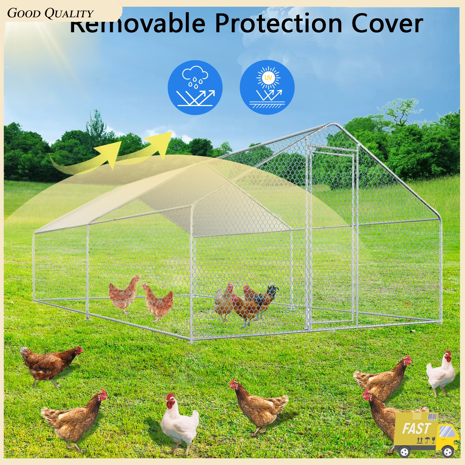 USA Ship 13x10ft  large  Chicken Run Walk in Coop Cage Hen Pen Metal Outdoor
