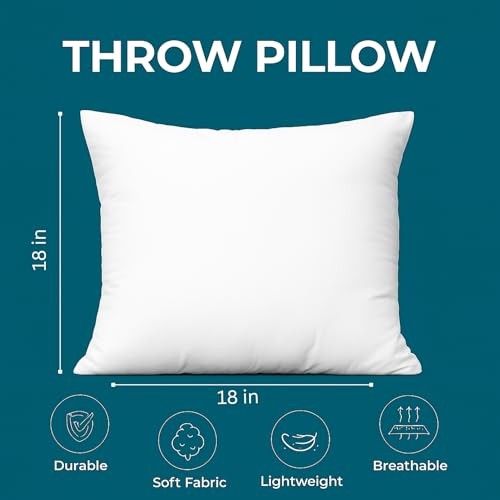 4 Pack 18x18 White Throw Pillow Inserts for Decorative 18" x 18" 01: White