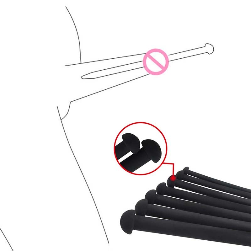 Male Silicone Penis Urethral Plug Urethra Stretcher Stretching Sounding Dilator