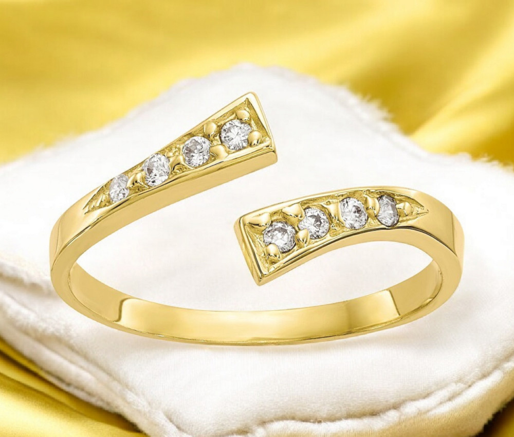 Solid 10k Yellow Gold CZ Cubic Zirconia Simulated Diamond Toe Ring - Adjustable