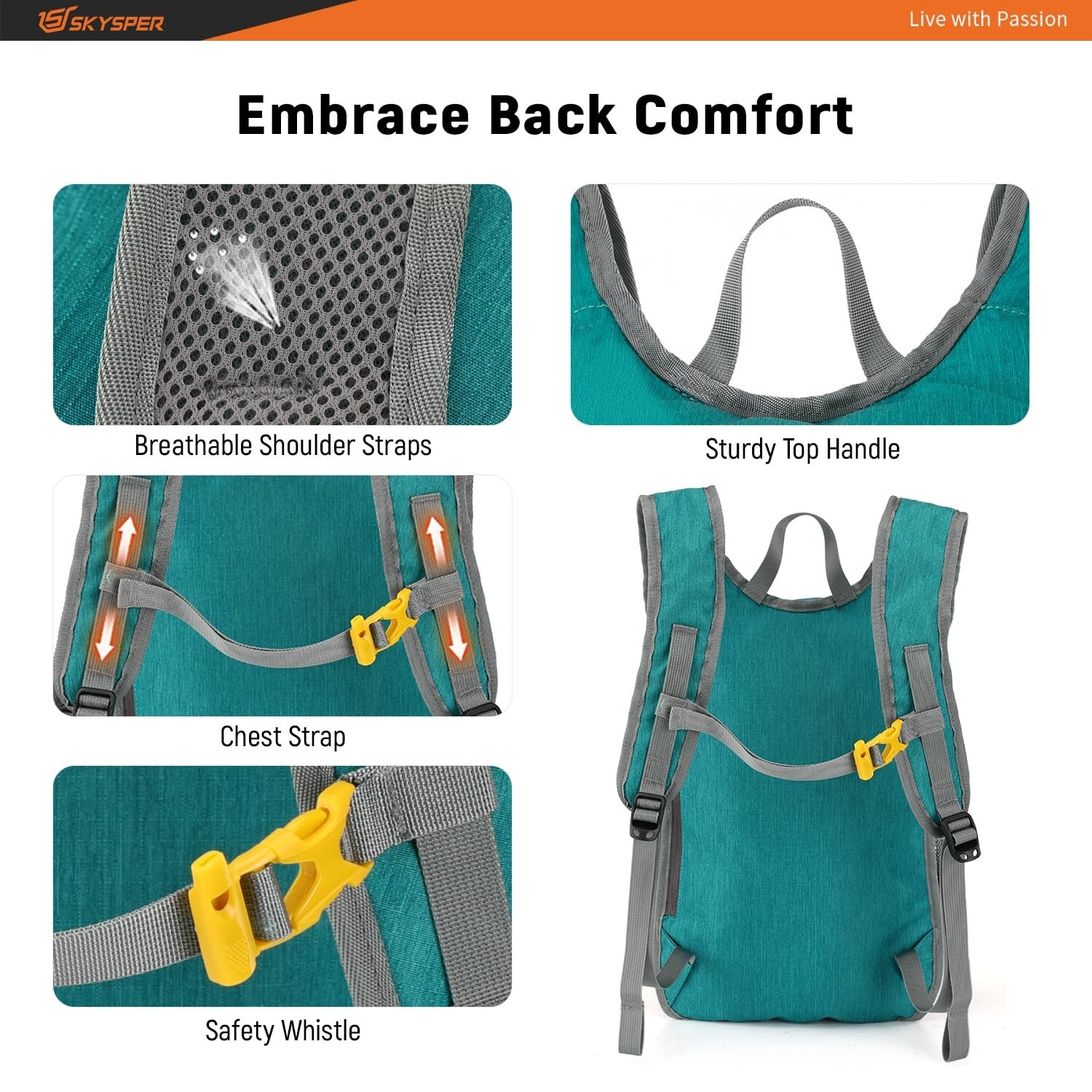 SKYSPER 15L/20L Foldable Hiking Backpack Lightweight Packable Travel Daypack ...