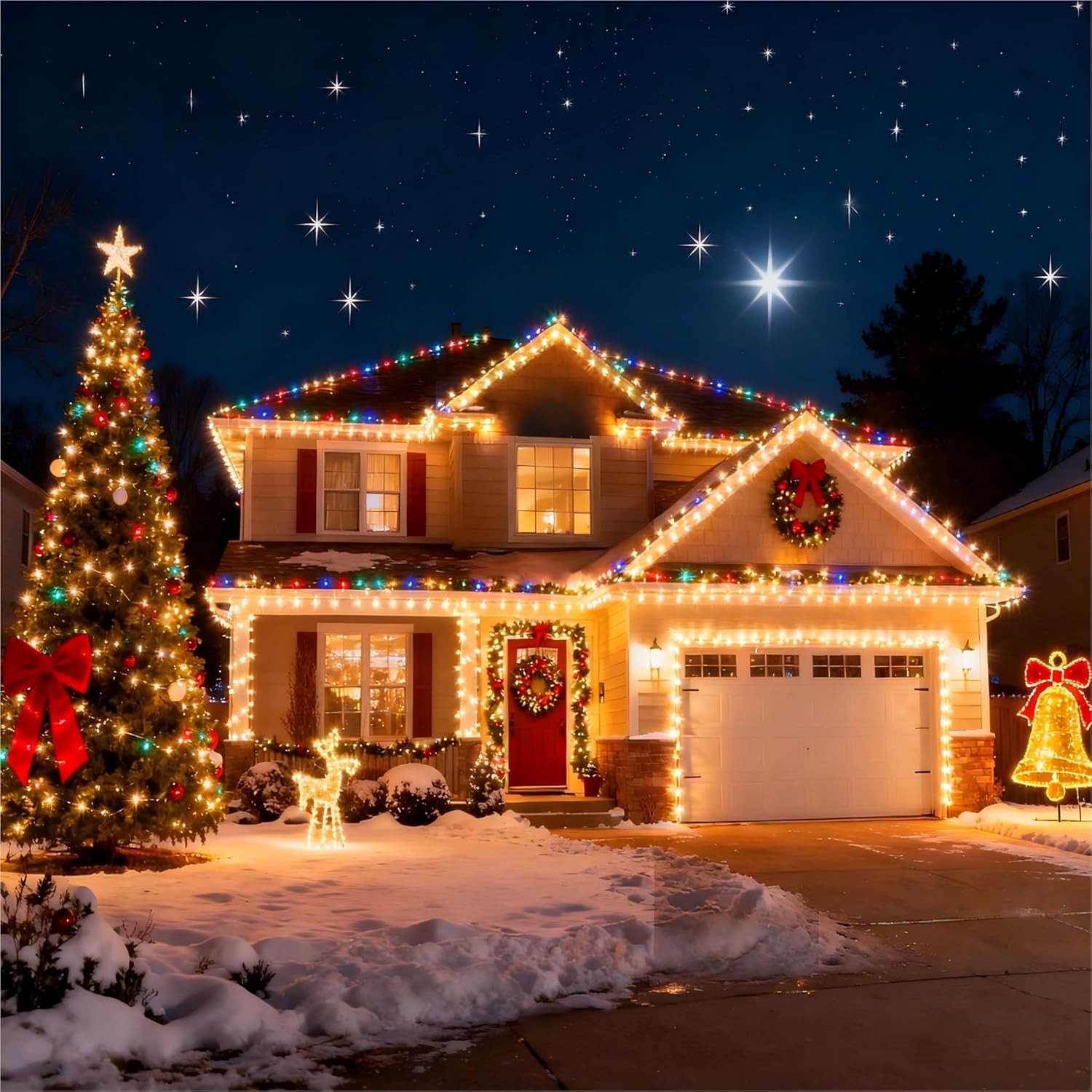 Joomer 66FT 200 LED Color Changing String Lights with Remote and Timer Function