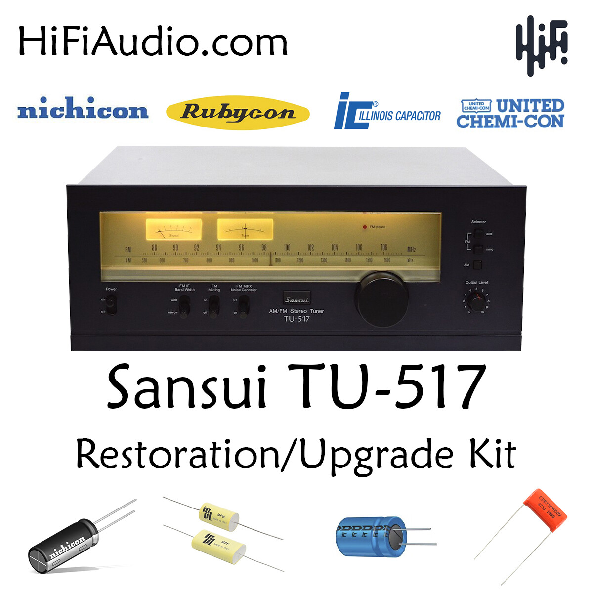 Sansui TU-517 tuner rebuild restoration recap upgrade kit repair capacitor