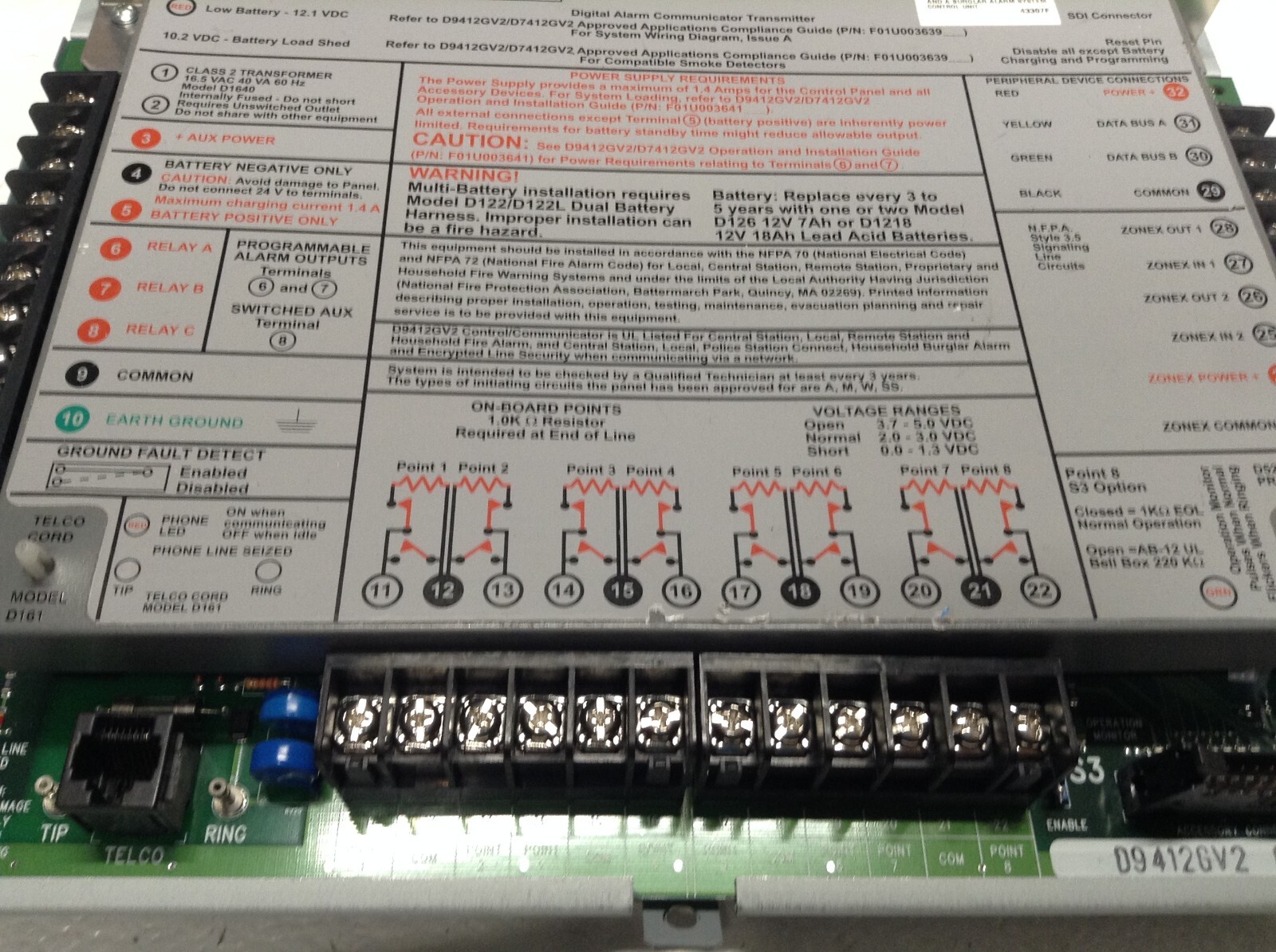Bosch D9412GV2 Commercial Protected Premises Control Panel
